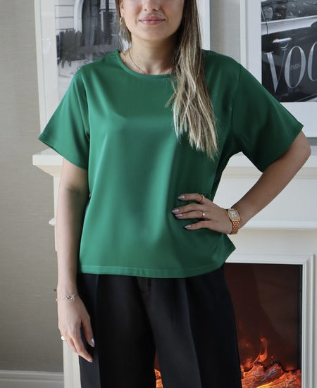Basic Silk Top - Royal Green