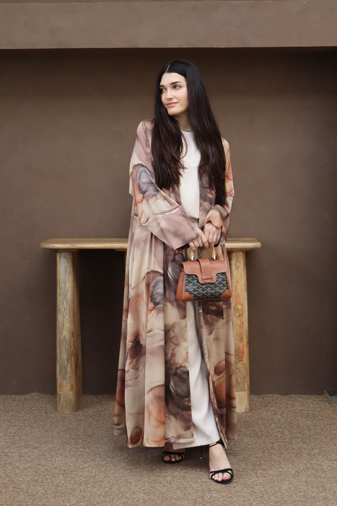 Hessa Abaya With Scarf - Brown