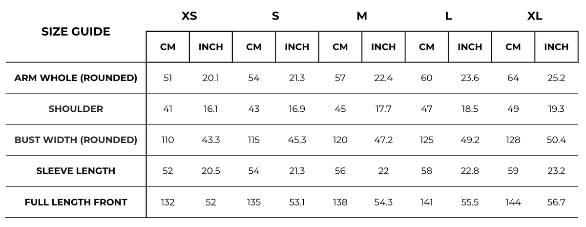 English Size Guide