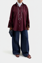 Oversized Poplin Shirt - Maroon