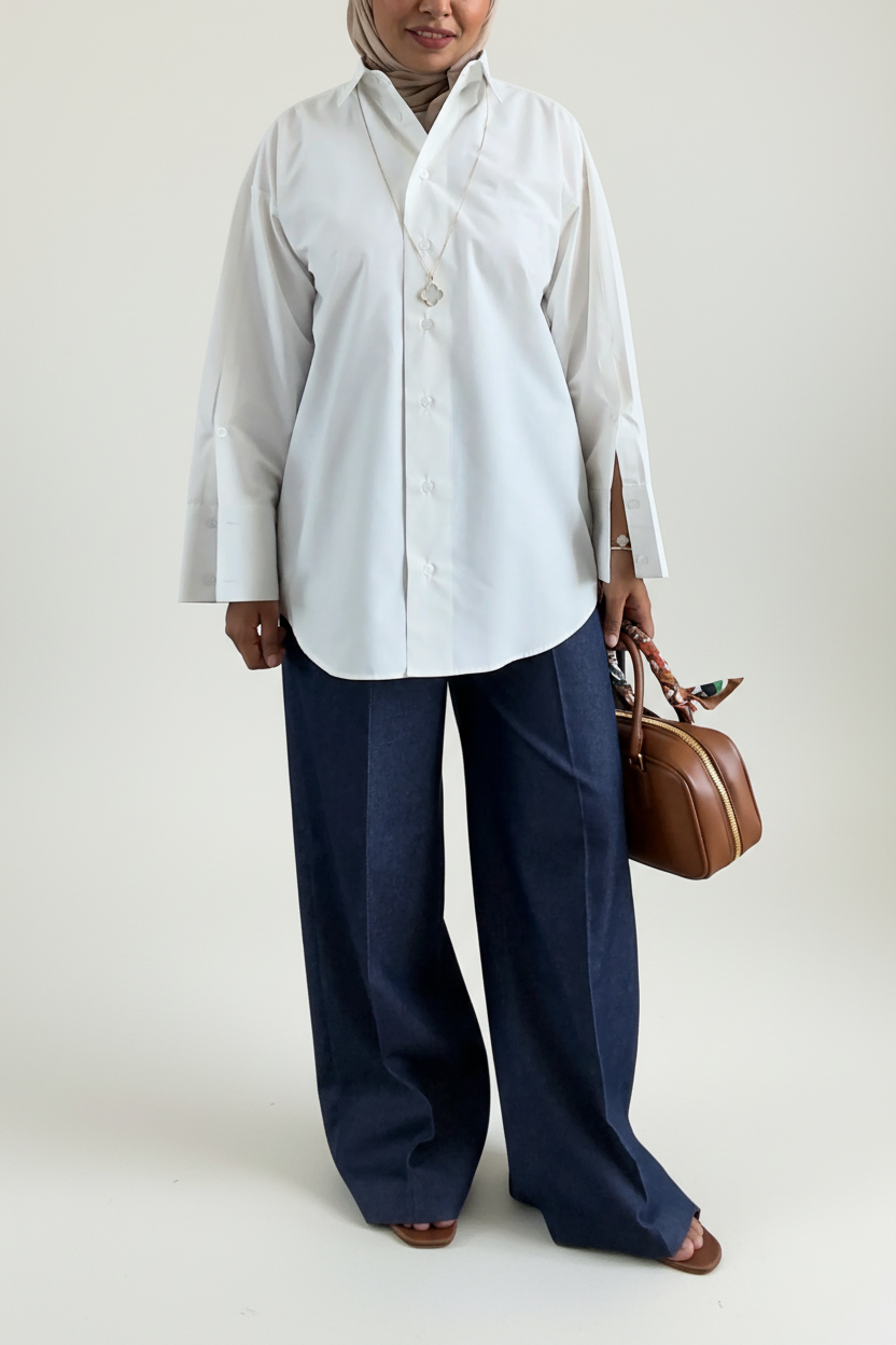 Oversized Poplin Shirt - White