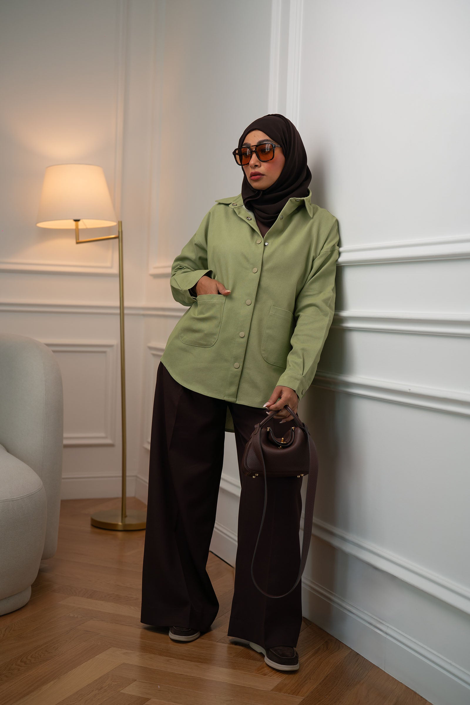 Sage Green Denim Shirt Jacket