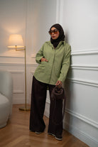 Sage Green Denim Shirt Jacket