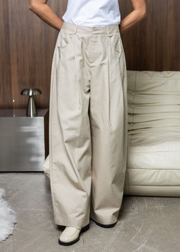 Structured Wide Leg Pants-Beige