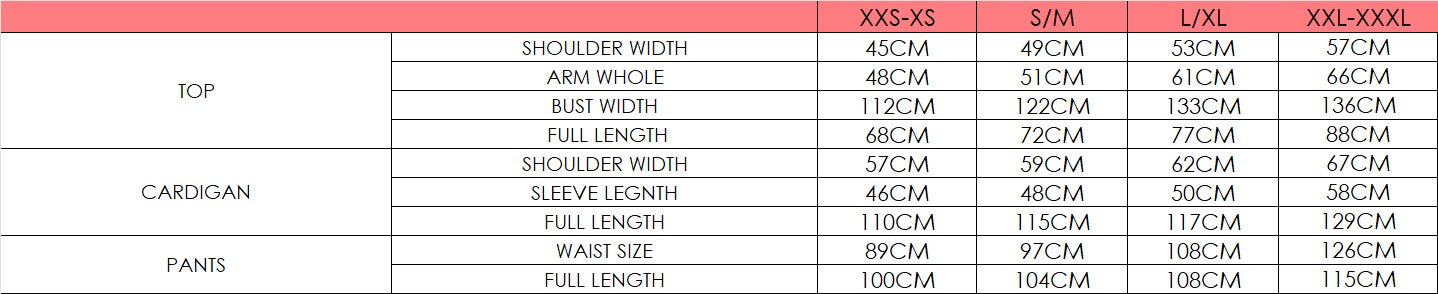 Size chart for 3 pcs Suit - Orange