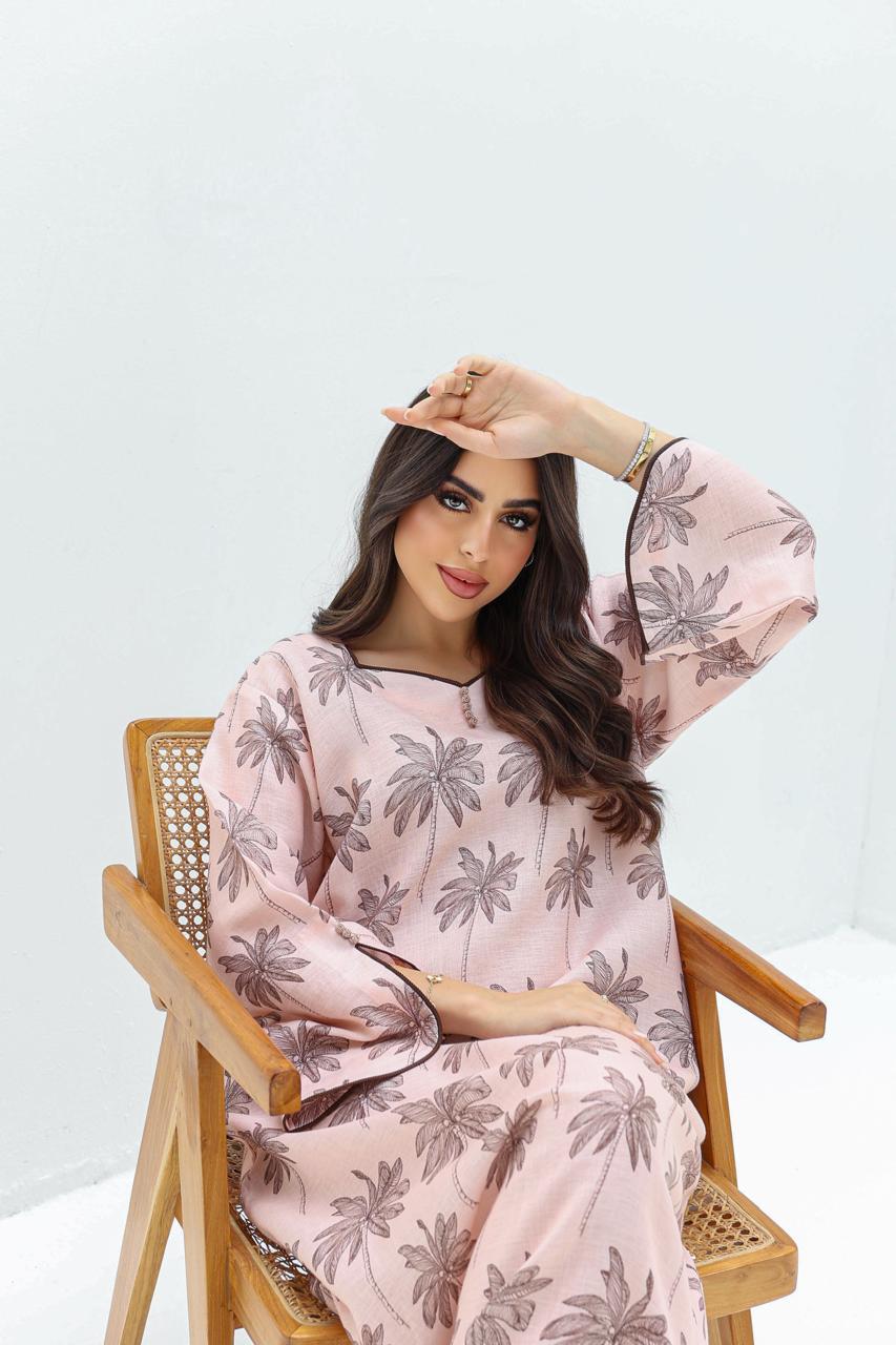 Ready - L82 Pink Brown Palm Jalabiya
