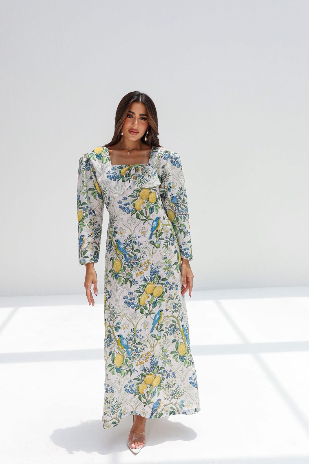 L159 Lemon Bird Embroidered Dress