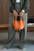 Wide Legs Pleats Pants - Green