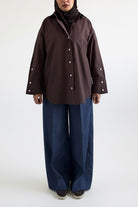 Oversized Poplin Shirt - Brown