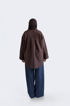 Oversized Poplin Shirt - Brown