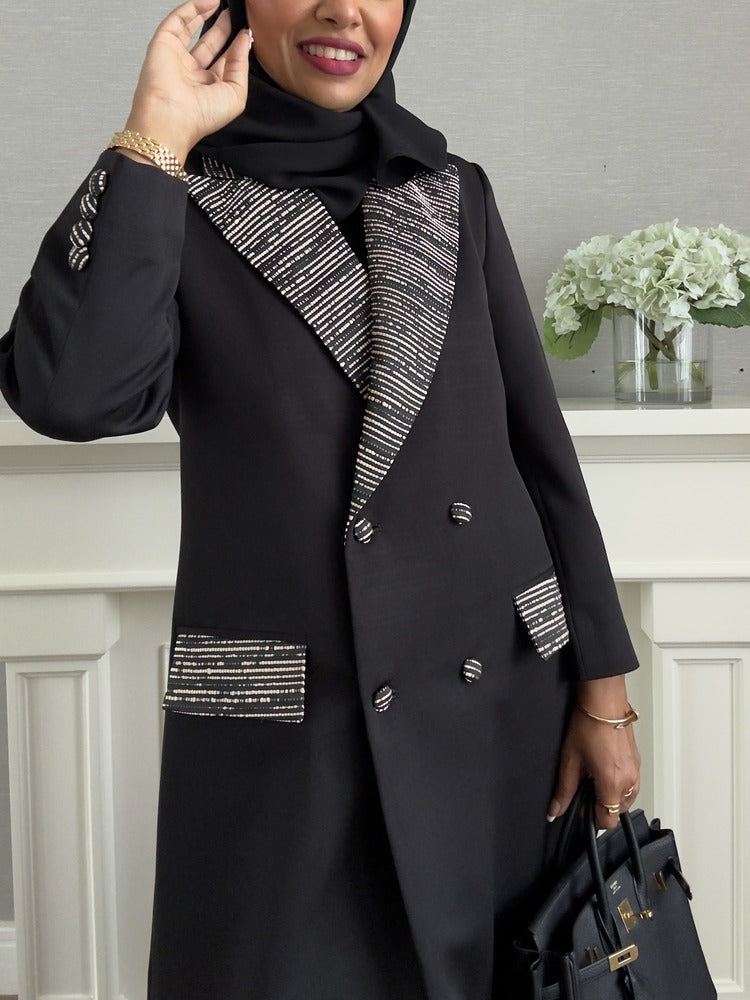 Blazer #3 Abaya - Black with Stripes