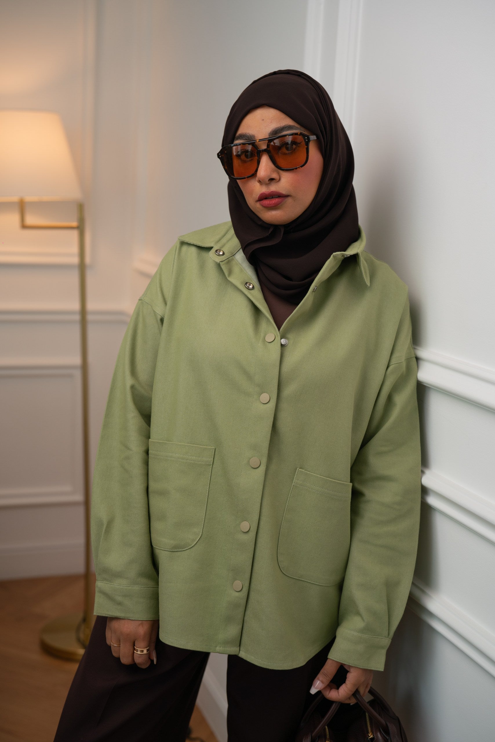 Sage Green Denim Shirt Jacket