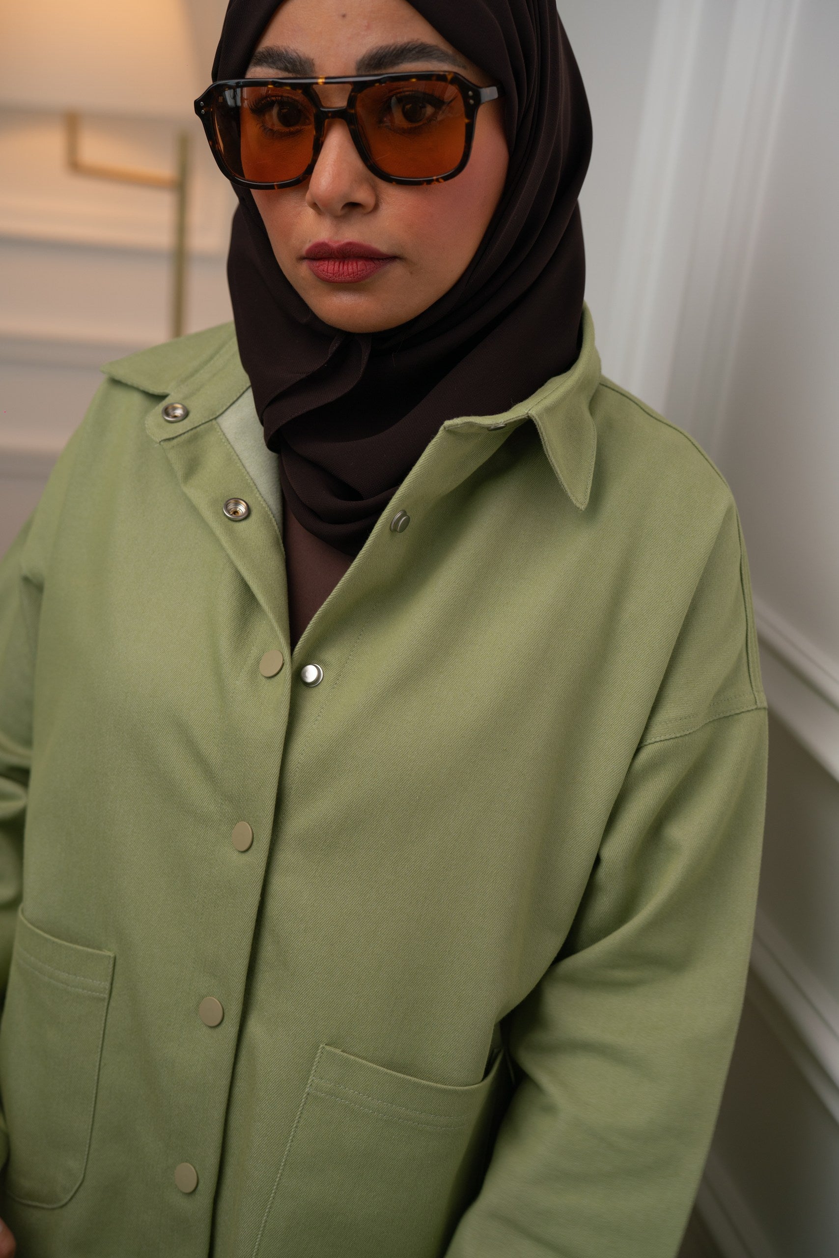 Sage Green Denim Shirt Jacket