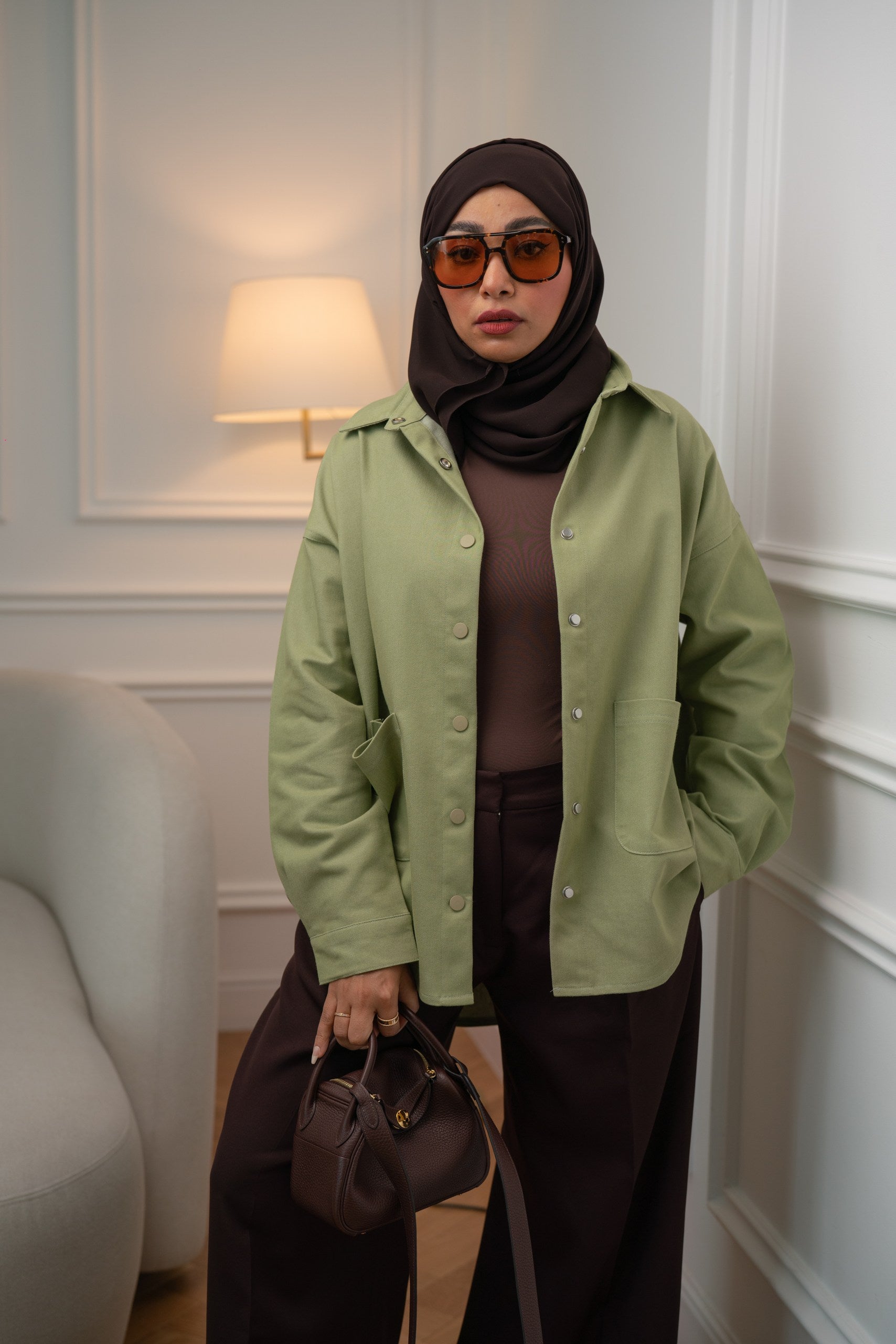 Sage Green Denim Shirt Jacket