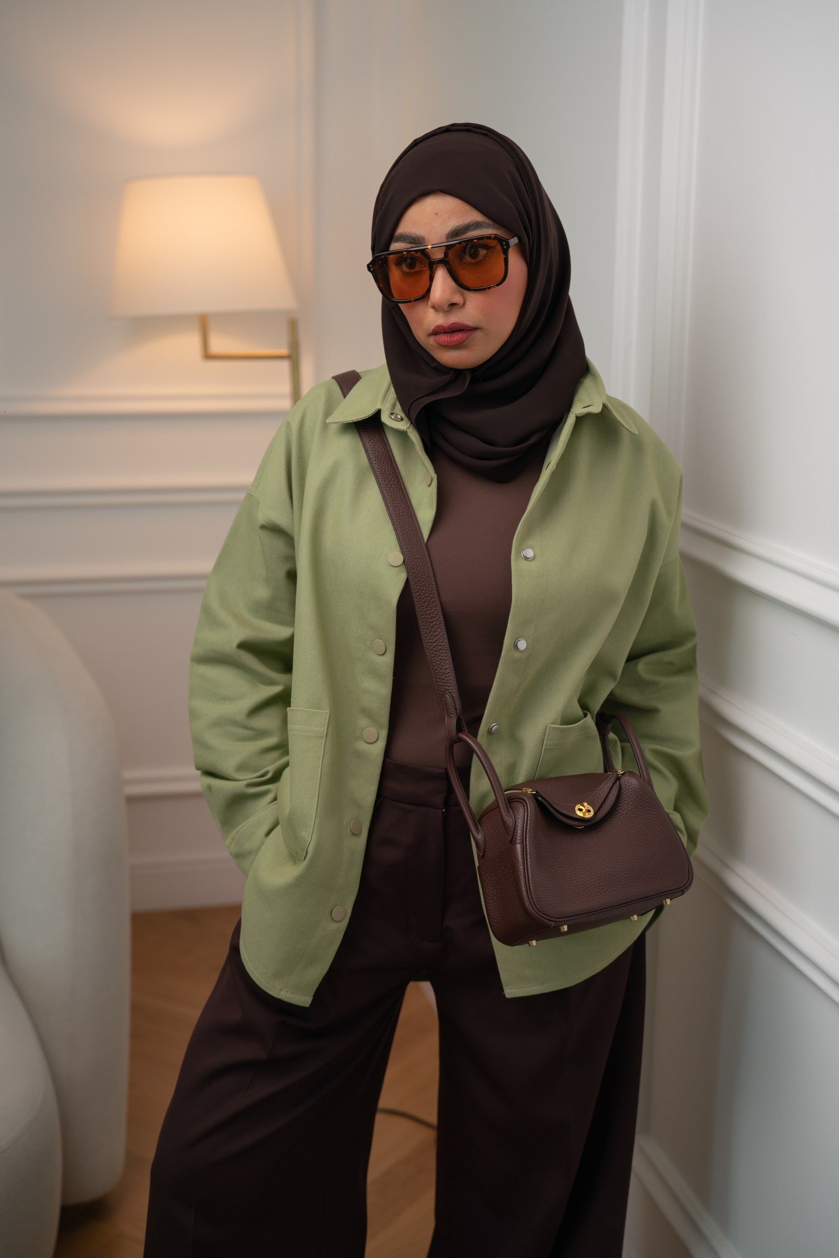 Sage Green Denim Shirt Jacket