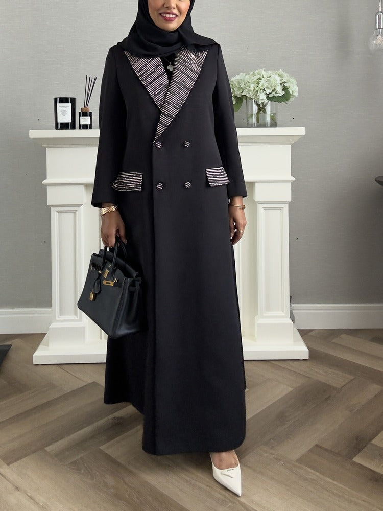 Blazer #3 Abaya - Black with Stripes