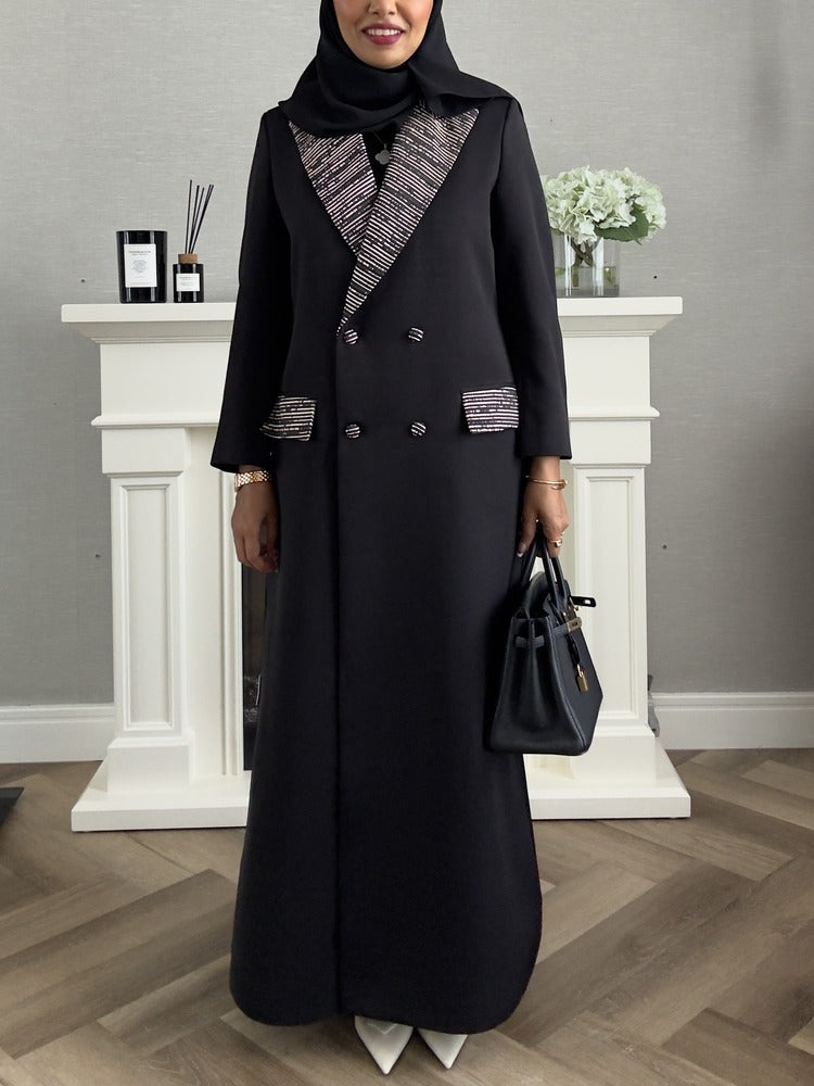Blazer #3 Abaya - Black with Stripes