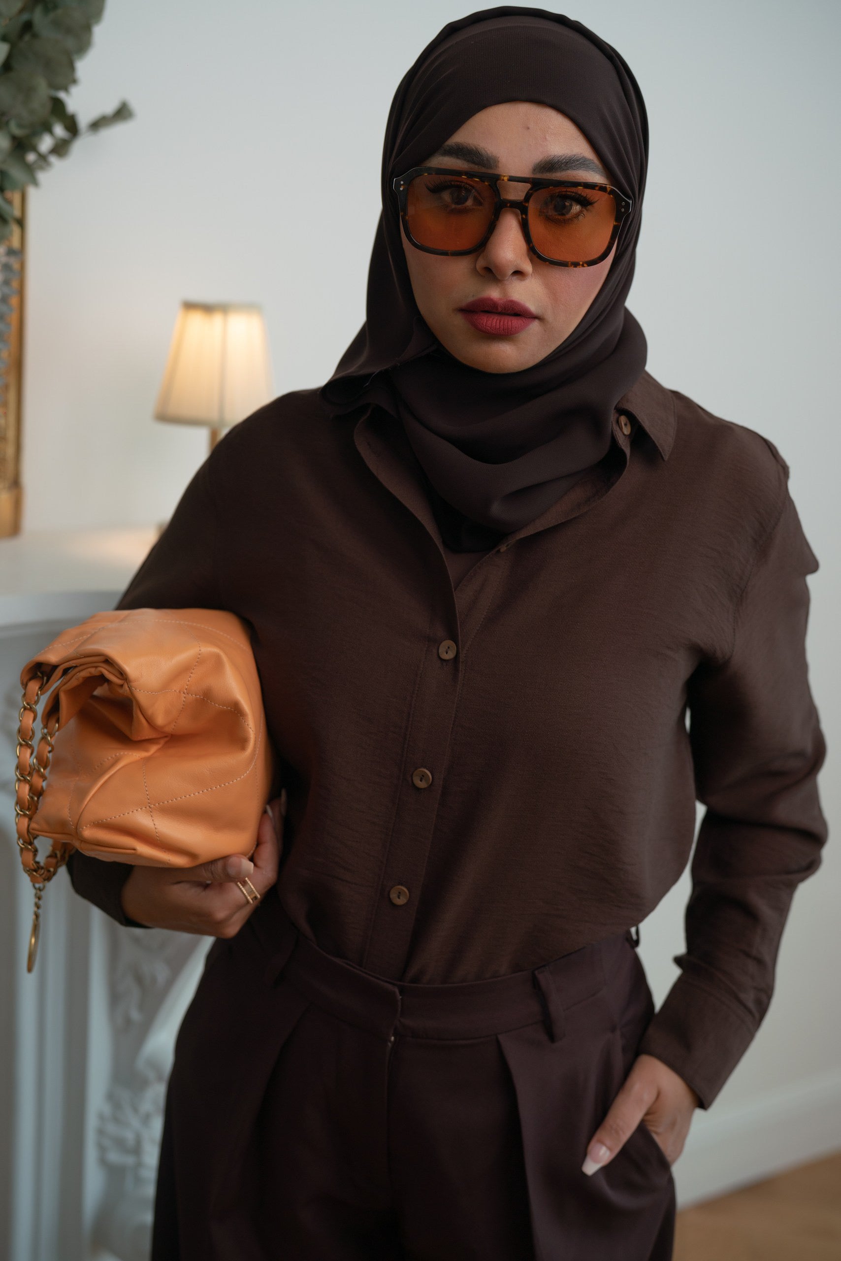 Double pleats trousers - Dark Brown