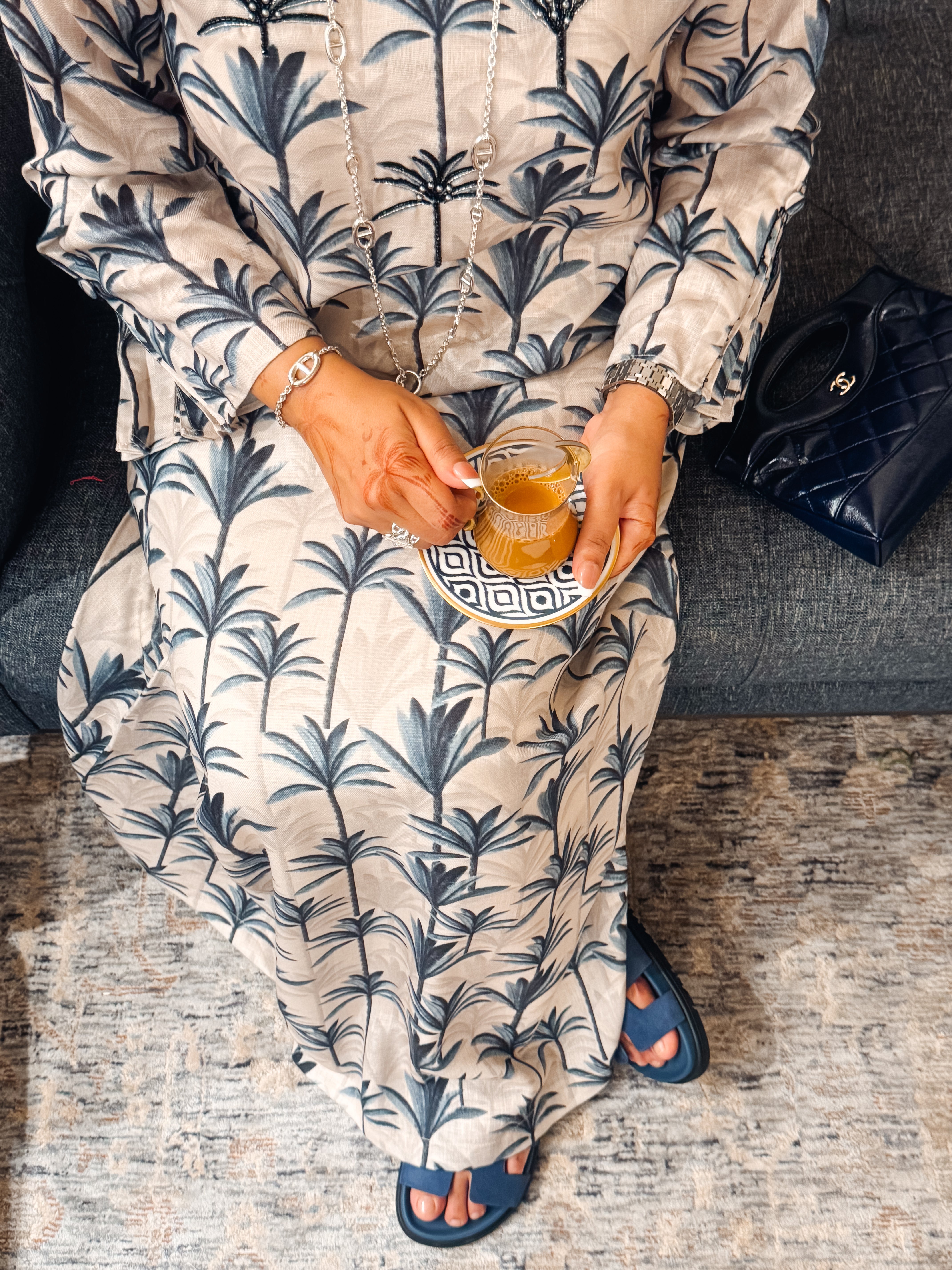 Ready - L110 Palm Beige Pleats Jalabiya