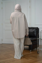 Light Beige Denim Shirt Jacket