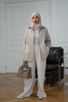 Light Beige Denim Shirt Jacket