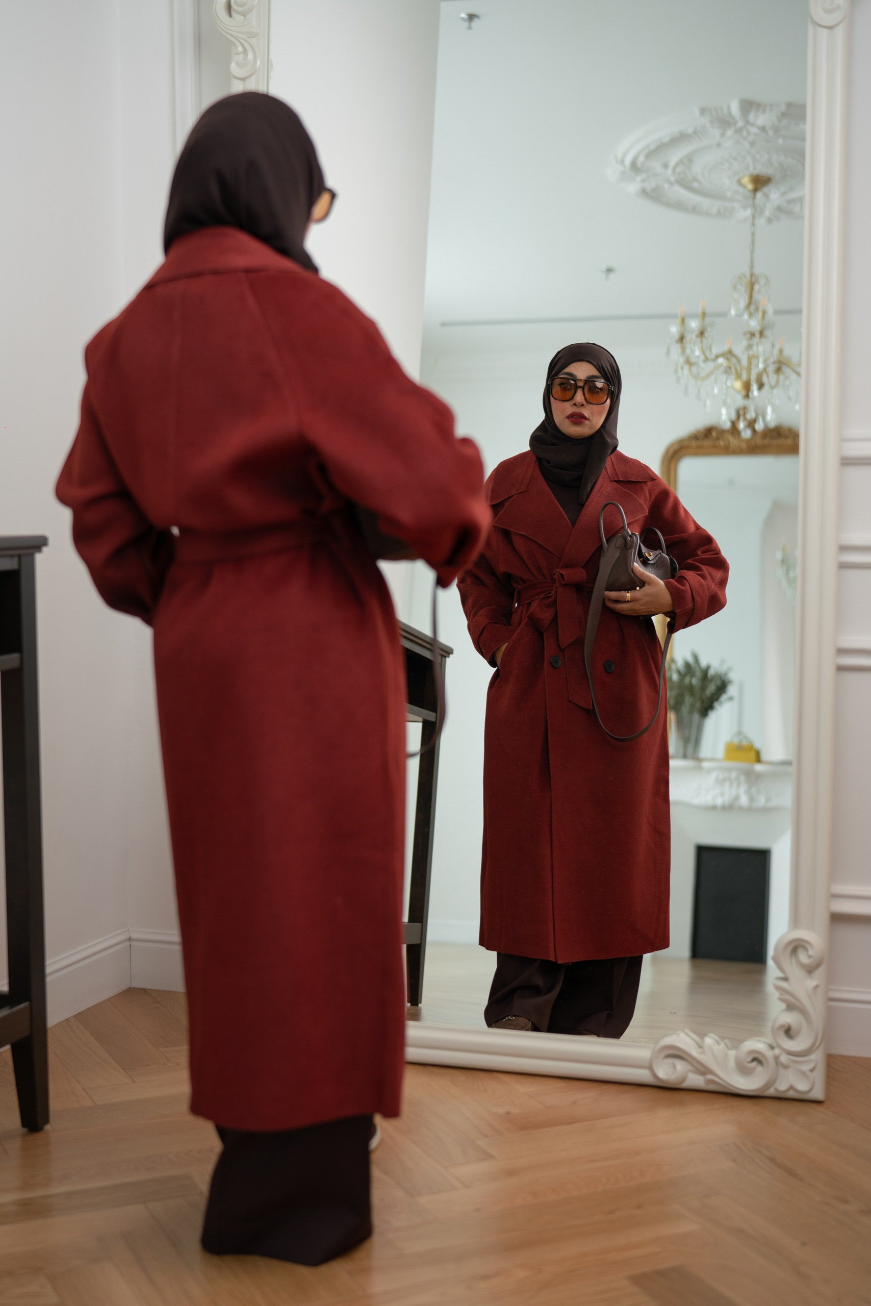 Luxury Maxi Coat - Maroon