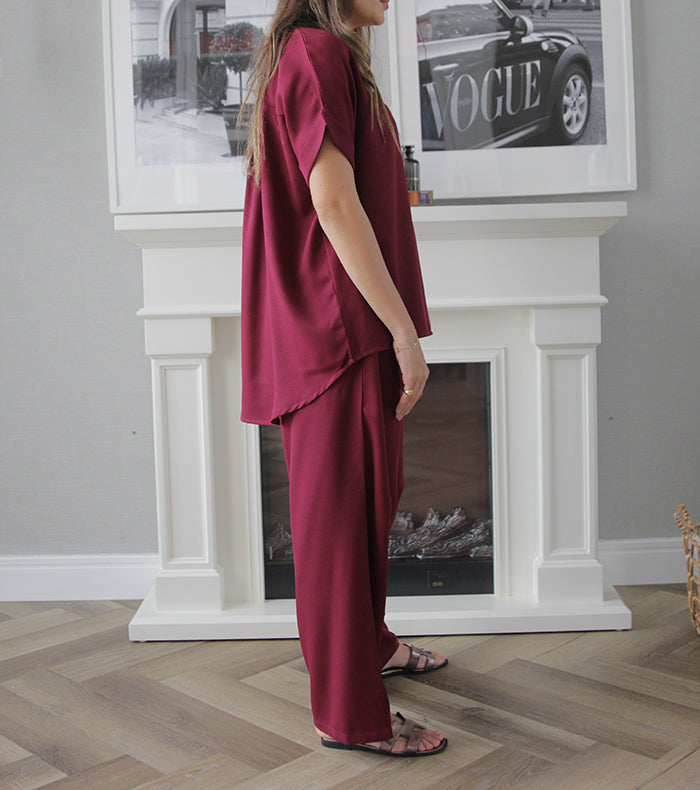 Half Sleeves Under Abaya Set - Maroon