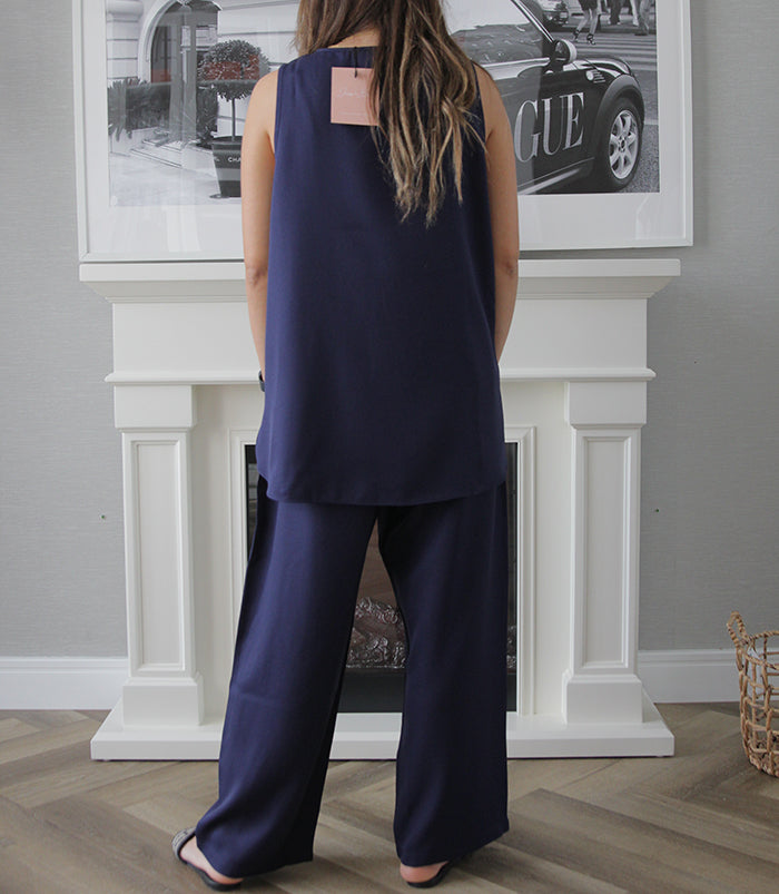 Sleeveless Under Abaya Set - Navy Blue