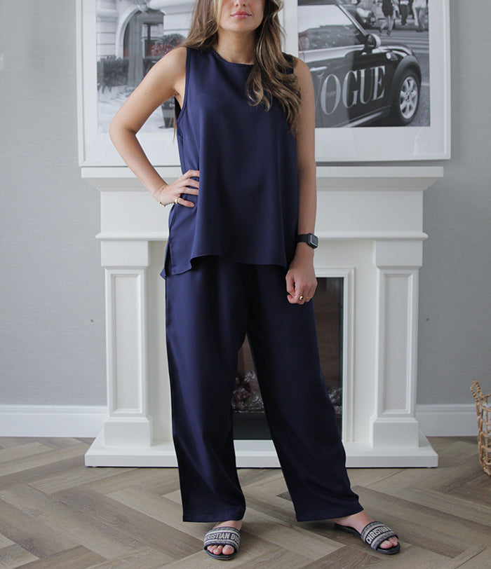 Sleeveless Under Abaya Set - Navy Blue